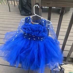 Beautiful Blue Tulle Dress with Polka Dot Accents